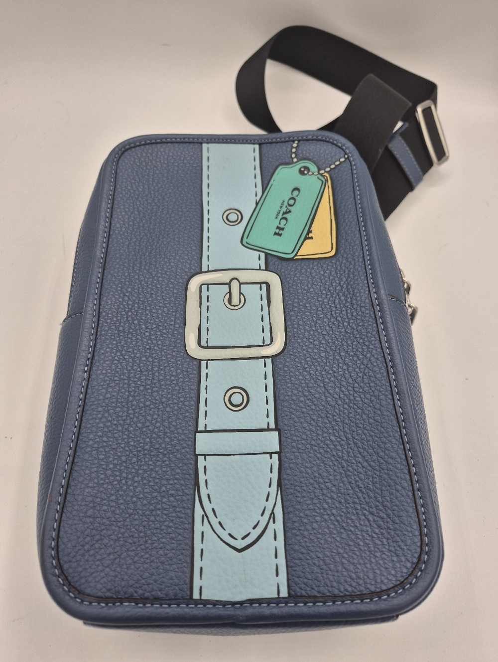 Coach Silver/blue Sullivan Pack With Trompe L'oeil Print
